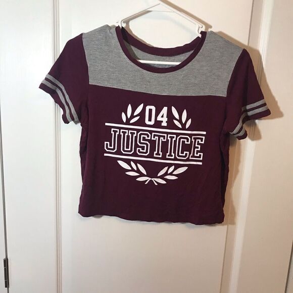 Justice active crop top size 12 girls burgundy - Picture 2 of 9